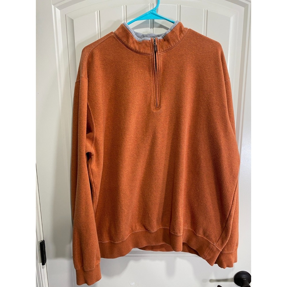 Peter Millar Crown Sweater Fleece 1/4 Zip Golf Pullover Men's Size XL Orange